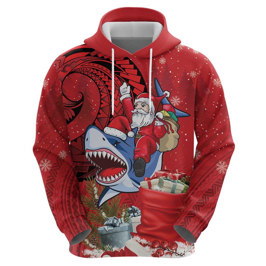 Funny Santa Riding Shark Zip Hoodie Polynesian Tribal Christmas Spirit LT9 - Polynesian Pride