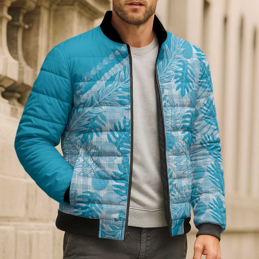 Hawaii Breadfruit Palaka Bomber Puffer Jacket Polu Maile Lei - Polynesian Pride