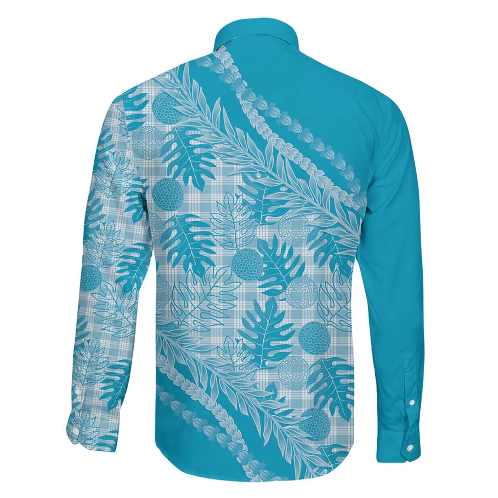 Hawaii Breadfruit Palaka Family Matching Off The Shoulder Long Sleeve Dress and Hawaiian Shirt Polu Maile Lei LT9 - Polynesian Pride