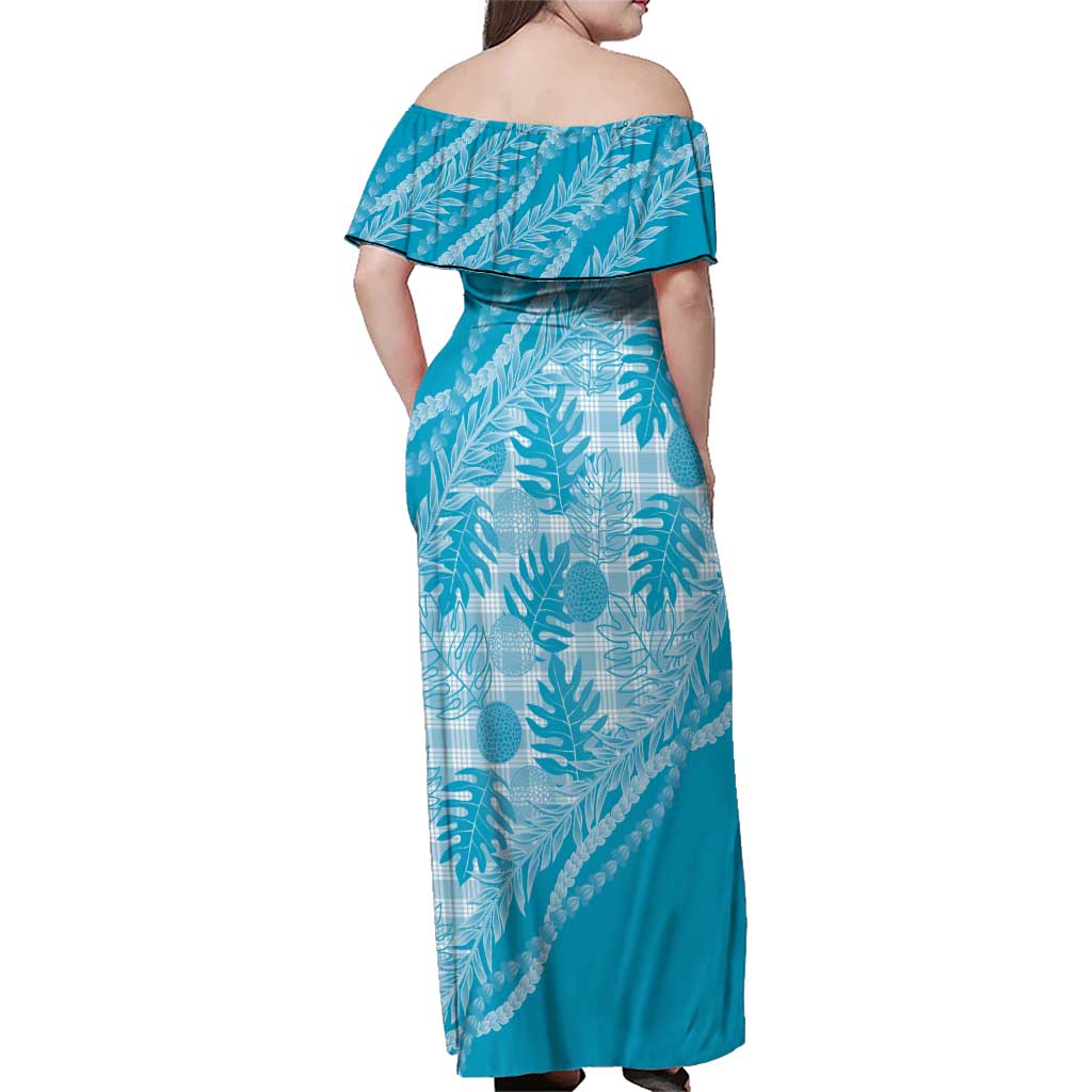 Hawaii Breadfruit Palaka Family Matching Off Shoulder Maxi Dress and Hawaiian Shirt Polu Maile Lei LT9 - Polynesian Pride