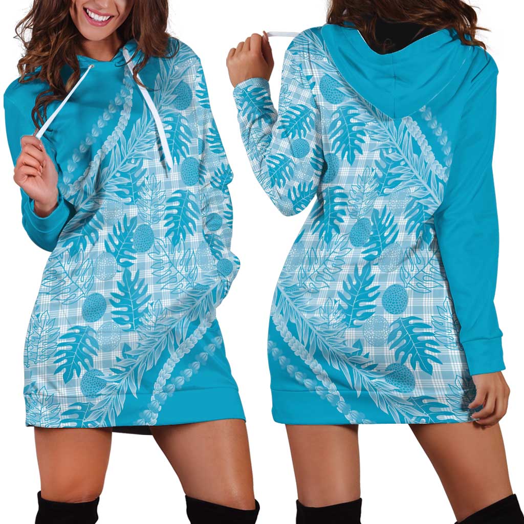 Hawaii Breadfruit Palaka Hoodie Dress Polu Maile Lei - Polynesian Pride