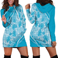 Hawaii Breadfruit Palaka Hoodie Dress Polu Maile Lei - Polynesian Pride