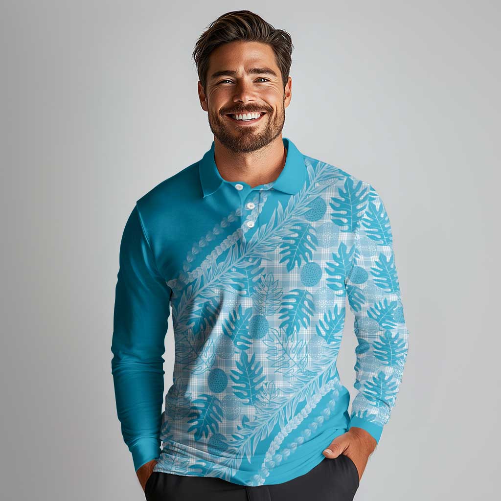 Hawaii Breadfruit Palaka Long Sleeve Polo Shirt Polu Maile Lei LT9 - Polynesian Pride