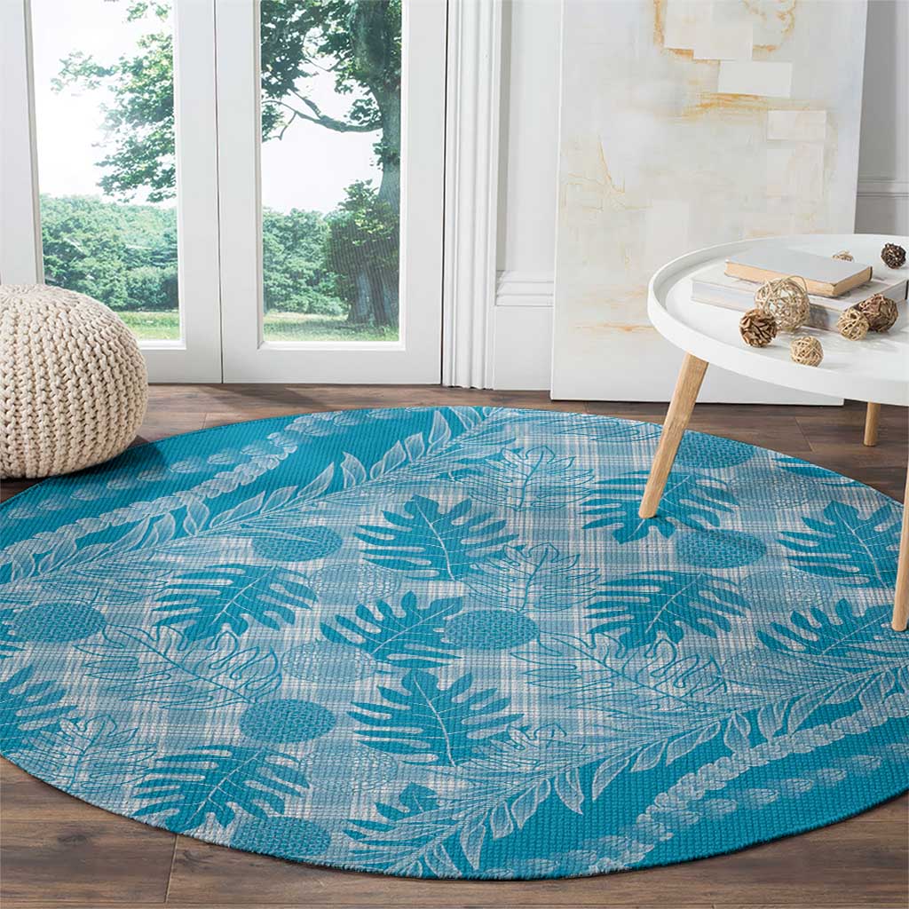 Hawaii Breadfruit Palaka Round Carpet Polu Maile Lei - Polynesian Pride