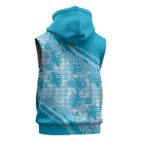 Hawaii Breadfruit Palaka Sleeveless Zip Hoodie Polu Maile Lei - Polynesian Pride
