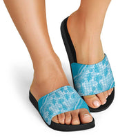 Hawaii Breadfruit Palaka Slide Sandals Polu Maile Lei - Polynesian Pride
