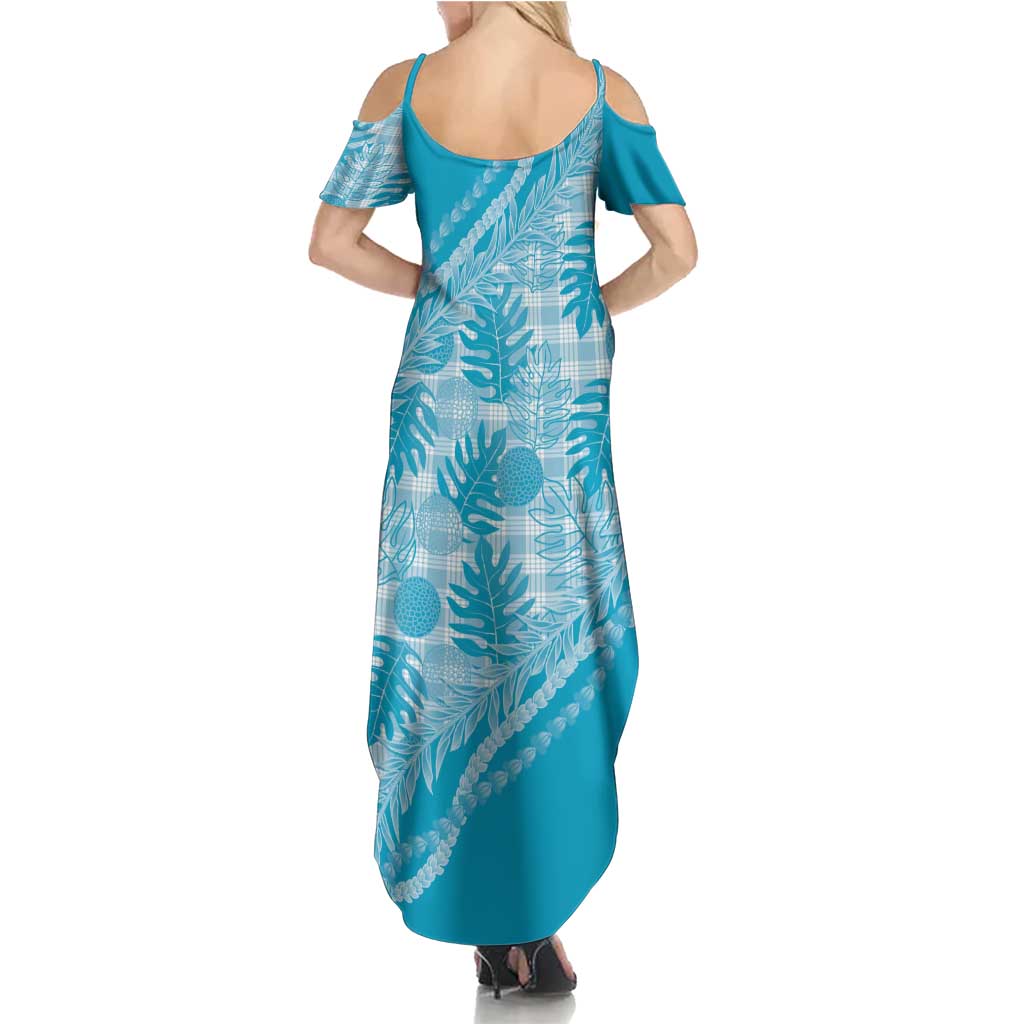 Hawaii Breadfruit Palaka Summer Maxi Dress Polu Maile Lei - Polynesian Pride