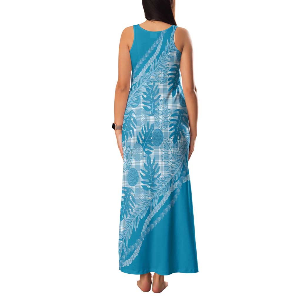 Hawaii Breadfruit Palaka Tank Maxi Dress Polu Maile Lei - Polynesian Pride