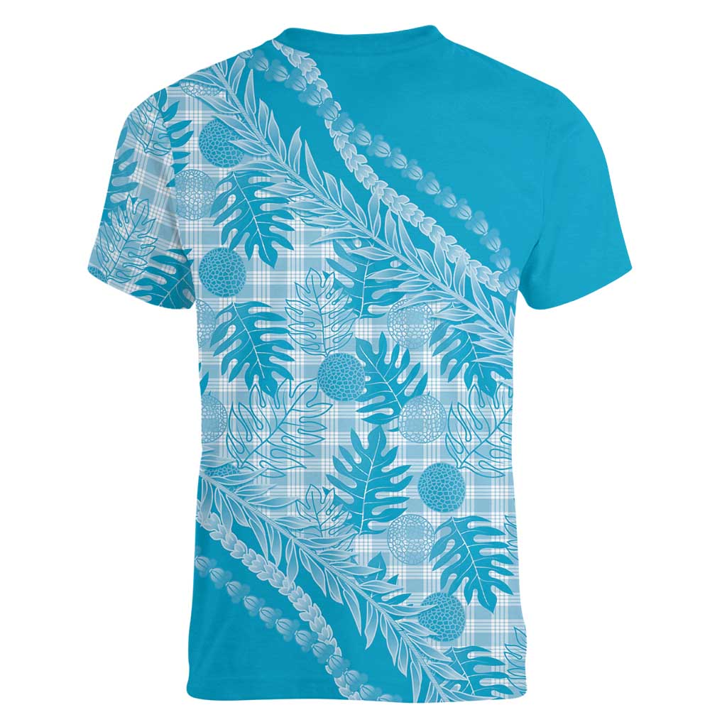 Hawaii Breadfruit Palaka Women V-Neck T-Shirt Polu Maile Lei - Polynesian Pride