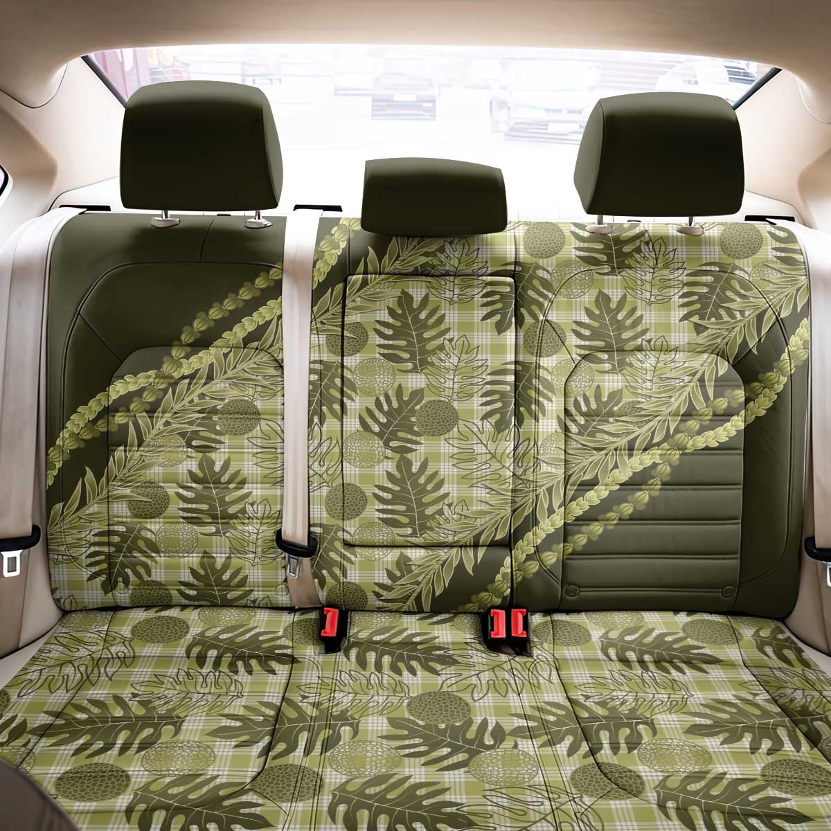 Hawaii Breadfruit Palaka Back Car Seat Cover Omaomao Maile Lei LT9 - Polynesian Pride