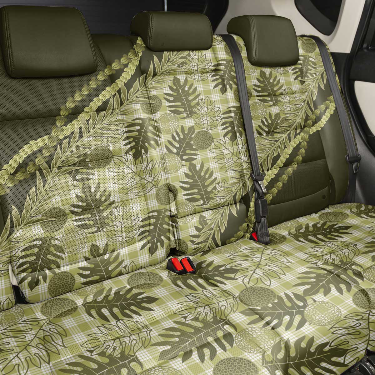 Hawaii Breadfruit Palaka Back Car Seat Cover Omaomao Maile Lei LT9 - Polynesian Pride