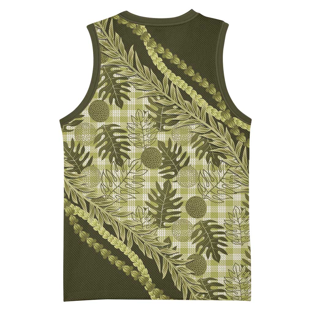 Hawaii Breadfruit Palaka Basketball Jersey Omaomao Maile Lei - Polynesian Pride
