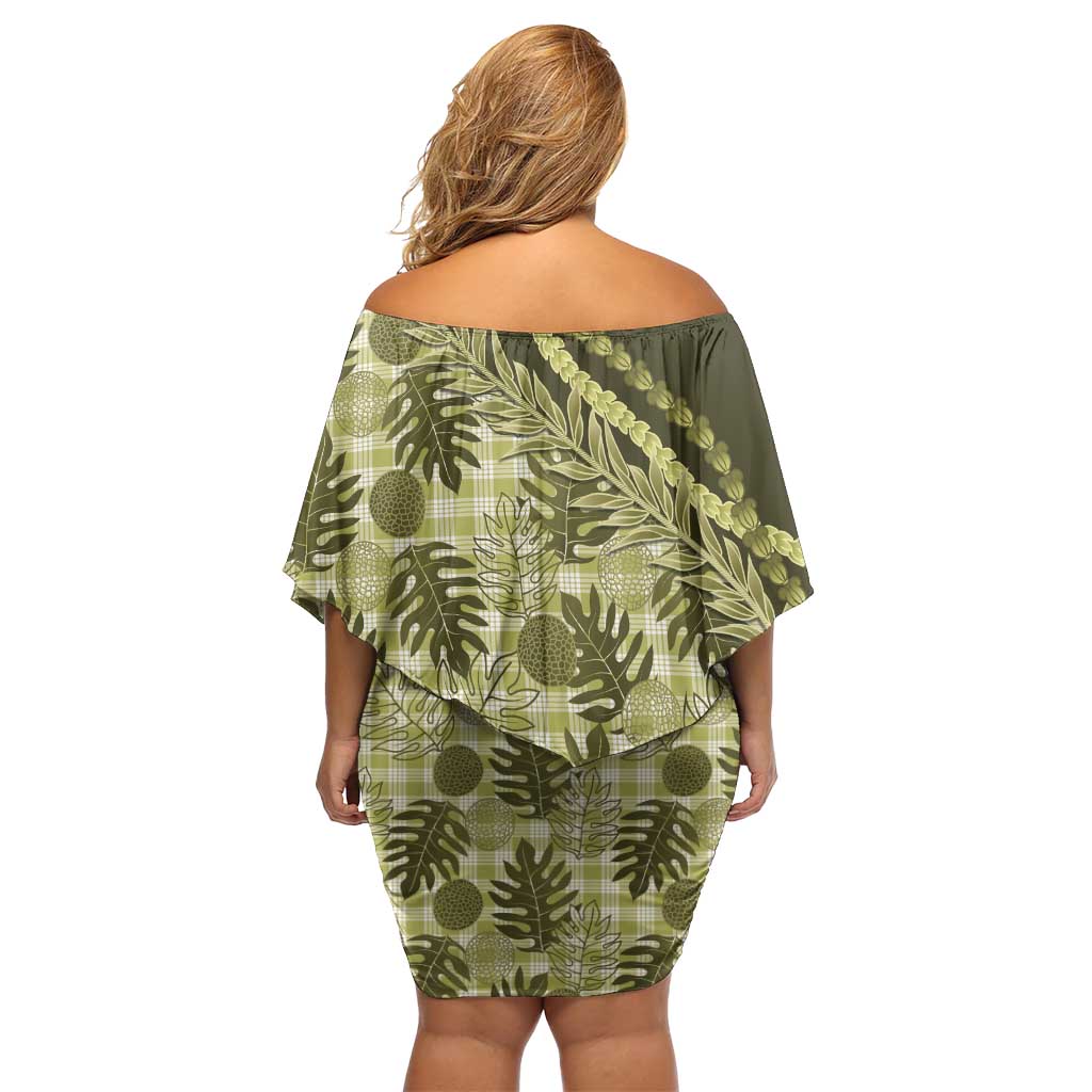Hawaii Breadfruit Palaka Family Matching Off Shoulder Short Dress and Hawaiian Shirt Omaomao Maile Lei LT9 - Polynesian Pride