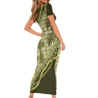 Hawaii Breadfruit Palaka Family Matching Short Sleeve Bodycon Dress and Hawaiian Shirt Omaomao Maile Lei LT9 - Polynesian Pride