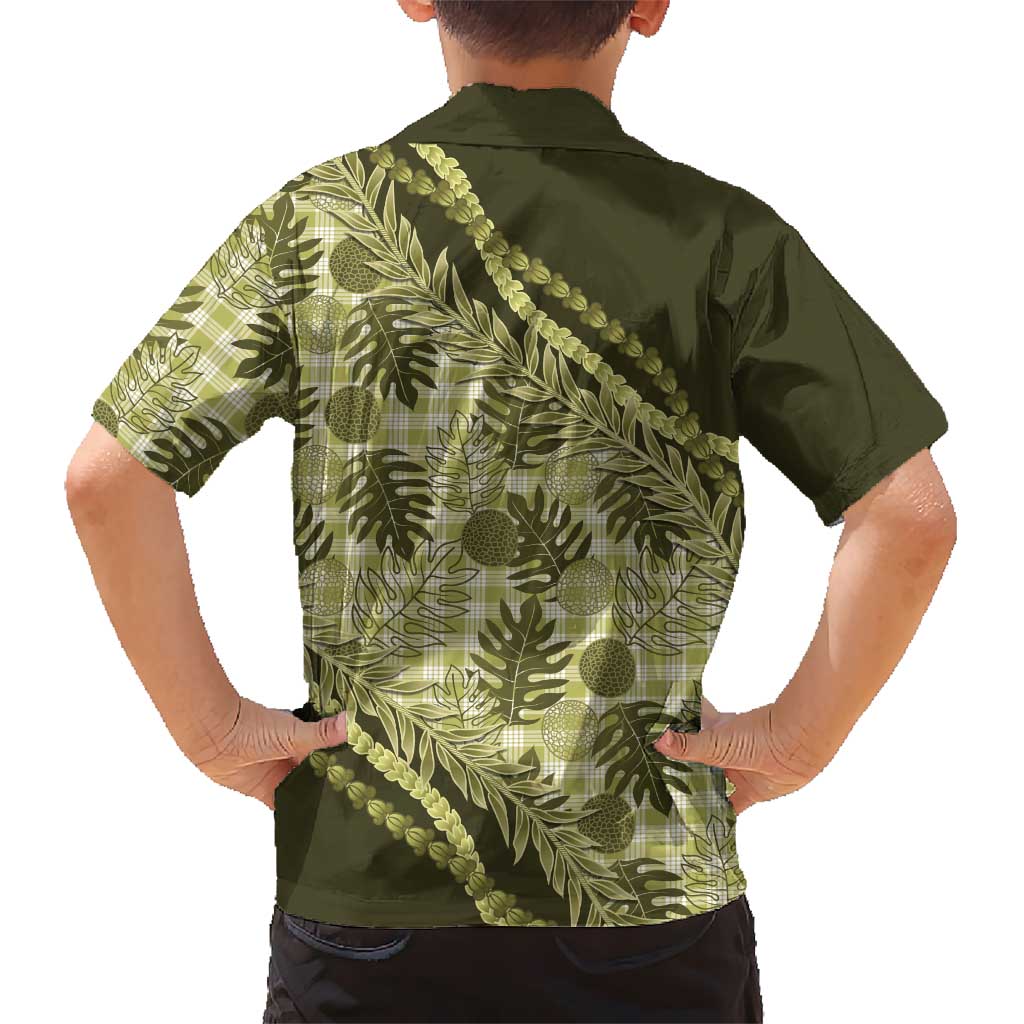 Hawaii Breadfruit Palaka Family Matching Summer Maxi Dress and Hawaiian Shirt Omaomao Maile Lei LT9 - Polynesian Pride