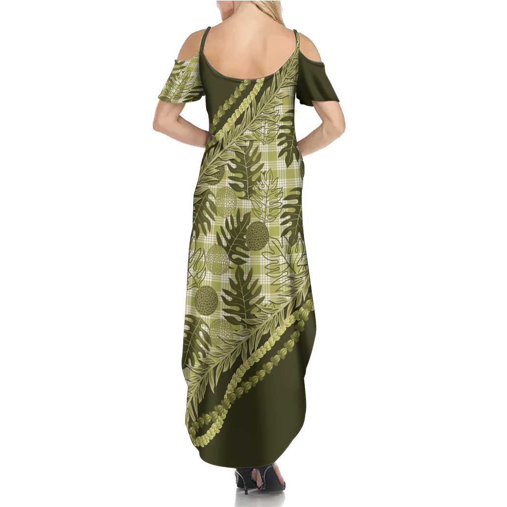 Hawaii Breadfruit Palaka Family Matching Summer Maxi Dress and Hawaiian Shirt Omaomao Maile Lei LT9 - Polynesian Pride