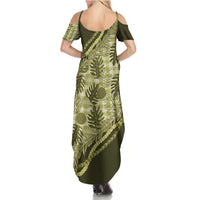 Hawaii Breadfruit Palaka Family Matching Summer Maxi Dress and Hawaiian Shirt Omaomao Maile Lei LT9 - Polynesian Pride