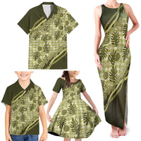 Hawaii Breadfruit Palaka Family Matching Tank Maxi Dress and Hawaiian Shirt Omaomao Maile Lei LT9 - Polynesian Pride