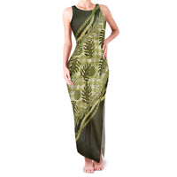 Hawaii Breadfruit Palaka Family Matching Tank Maxi Dress and Hawaiian Shirt Omaomao Maile Lei LT9 Mom's Dress Green - Polynesian Pride
