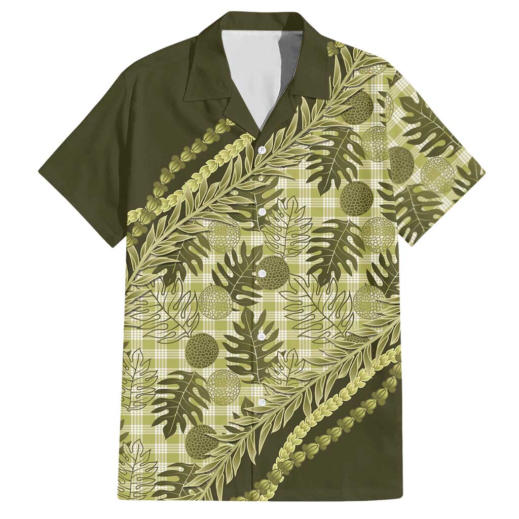 Hawaii Breadfruit Palaka Hawaiian Shirt Omaomao Maile Lei LT9 Green - Polynesian Pride