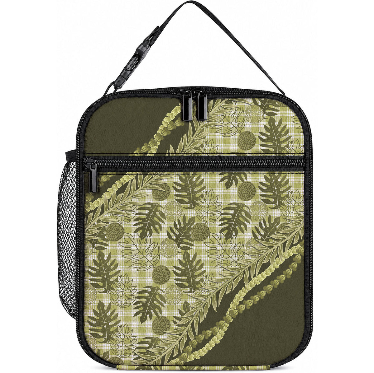 Hawaii Breadfruit Palaka Lunch Bag Omaomao Maile Lei