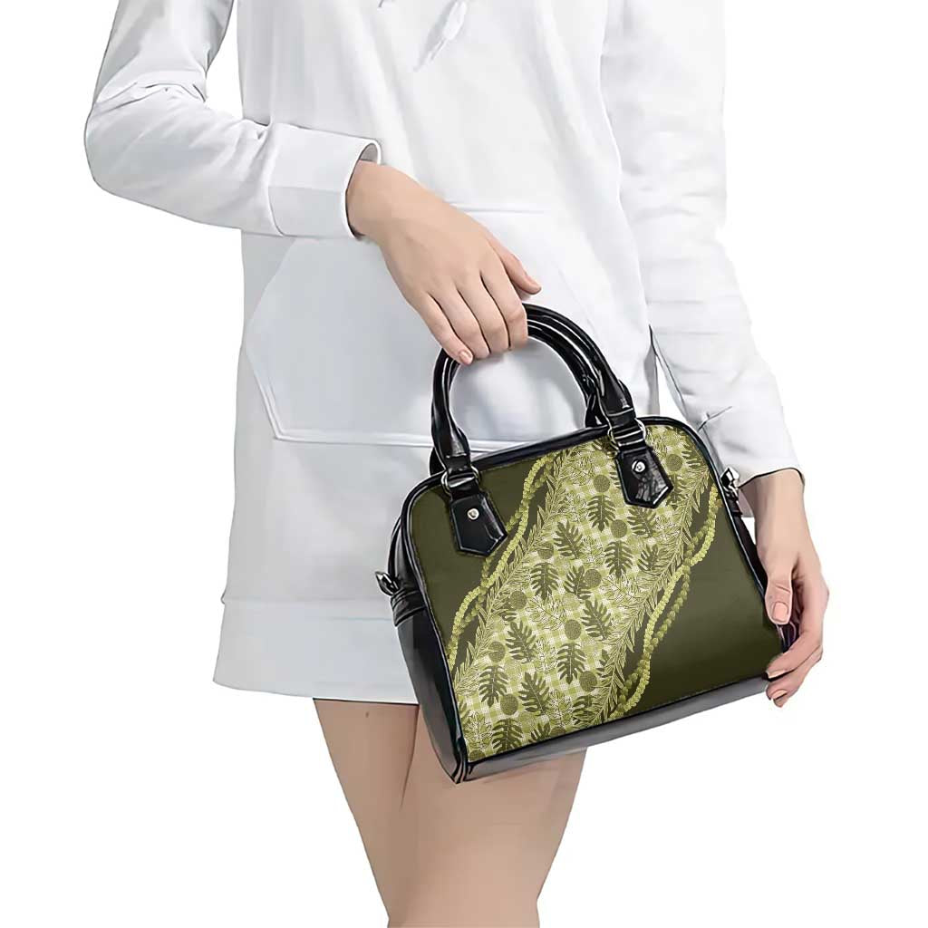 Hawaii Breadfruit Palaka Shoulder Handbag Omaomao Maile Lei - Polynesian Pride