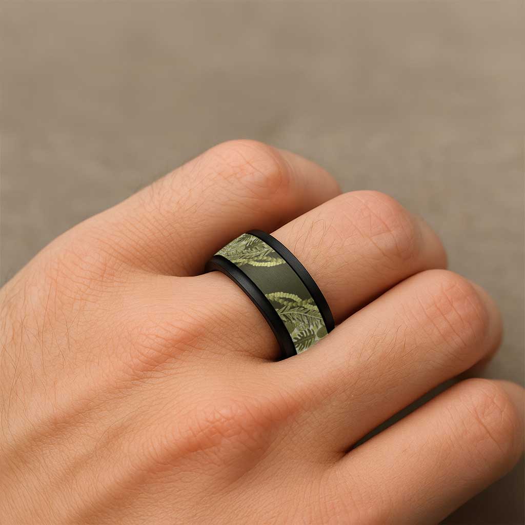 Hawaii Breadfruit Palaka Spinner Ring Omaomao Maile Lei - Polynesian Pride