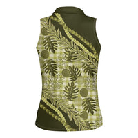 Hawaii Breadfruit Palaka Women Sleeveless Polo Shirt Omaomao Maile Lei LT9 - Polynesian Pride