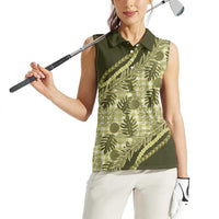 Hawaii Breadfruit Palaka Women Sleeveless Polo Shirt Omaomao Maile Lei LT9 - Polynesian Pride