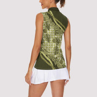 Hawaii Breadfruit Palaka Women Sleeveless Polo Shirt Omaomao Maile Lei LT9 - Polynesian Pride