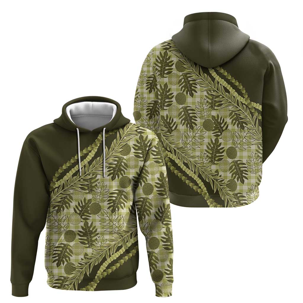 Hawaii Breadfruit Palaka Zip Hoodie Omaomao Maile Lei - Polynesian Pride