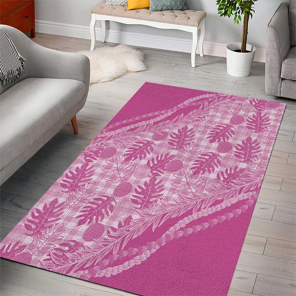Hawaii Breadfruit Palaka Area Rug Omaomao Ulaula Maile Lei - Polynesian Pride