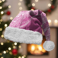 Hawaii Breadfruit Palaka Christmas Santa Hat Omaomao Ulaula Maile Lei LT9 With Fur Pink - Polynesian Pride