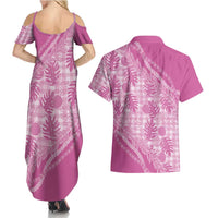 Hawaii Breadfruit Palaka Couples Matching Summer Maxi Dress and Hawaiian Shirt Omaomao Ulaula Maile Lei - Polynesian Pride