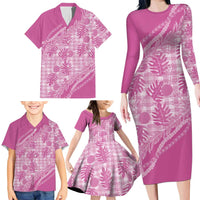 Hawaii Breadfruit Palaka Family Matching Long Sleeve Bodycon Dress and Hawaiian Shirt Omaomao Ulaula Maile Lei LT9 - Polynesian Pride