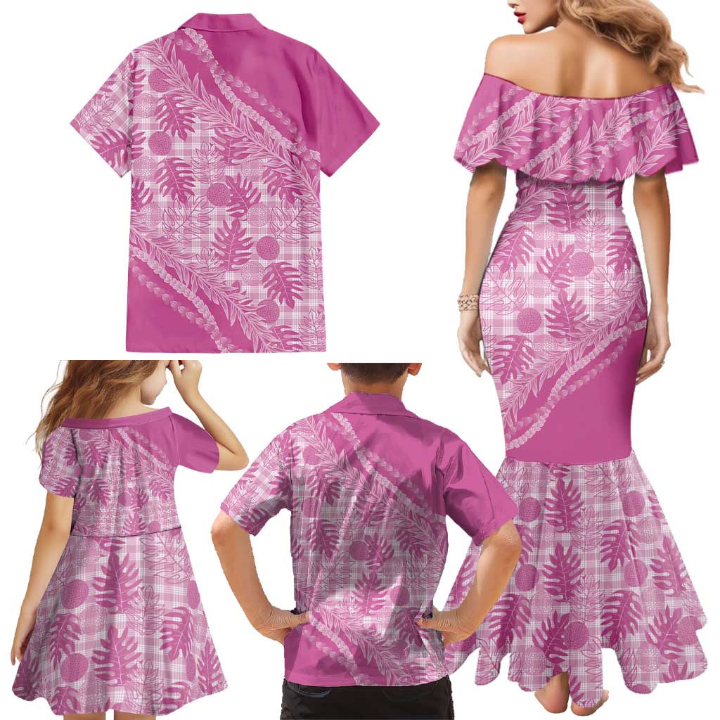 Hawaii Breadfruit Palaka Family Matching Mermaid Dress and Hawaiian Shirt Omaomao Ulaula Maile Lei LT9 - Polynesian Pride