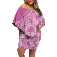 Hawaii Breadfruit Palaka Family Matching Off Shoulder Short Dress and Hawaiian Shirt Omaomao Ulaula Maile Lei LT9 Mom's Dress Pink - Polynesian Pride
