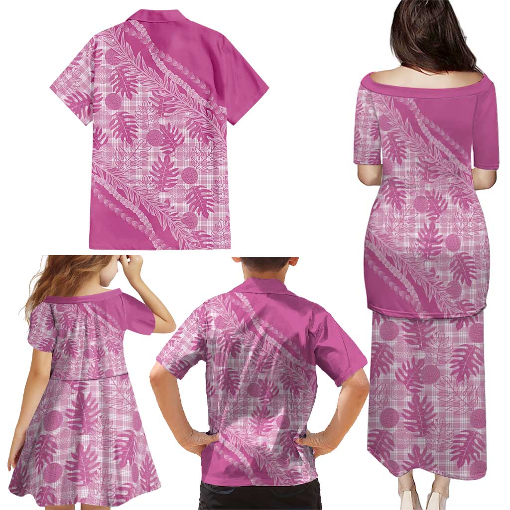 Hawaii Breadfruit Palaka Family Matching Puletasi and Hawaiian Shirt Omaomao Ulaula Maile Lei LT9 - Polynesian Pride
