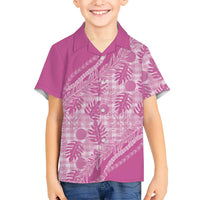 Hawaii Breadfruit Palaka Family Matching Puletasi and Hawaiian Shirt Omaomao Ulaula Maile Lei LT9 Son's Shirt Pink - Polynesian Pride