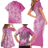 Hawaii Breadfruit Palaka Family Matching Short Sleeve Bodycon Dress and Hawaiian Shirt Omaomao Ulaula Maile Lei LT9 - Polynesian Pride