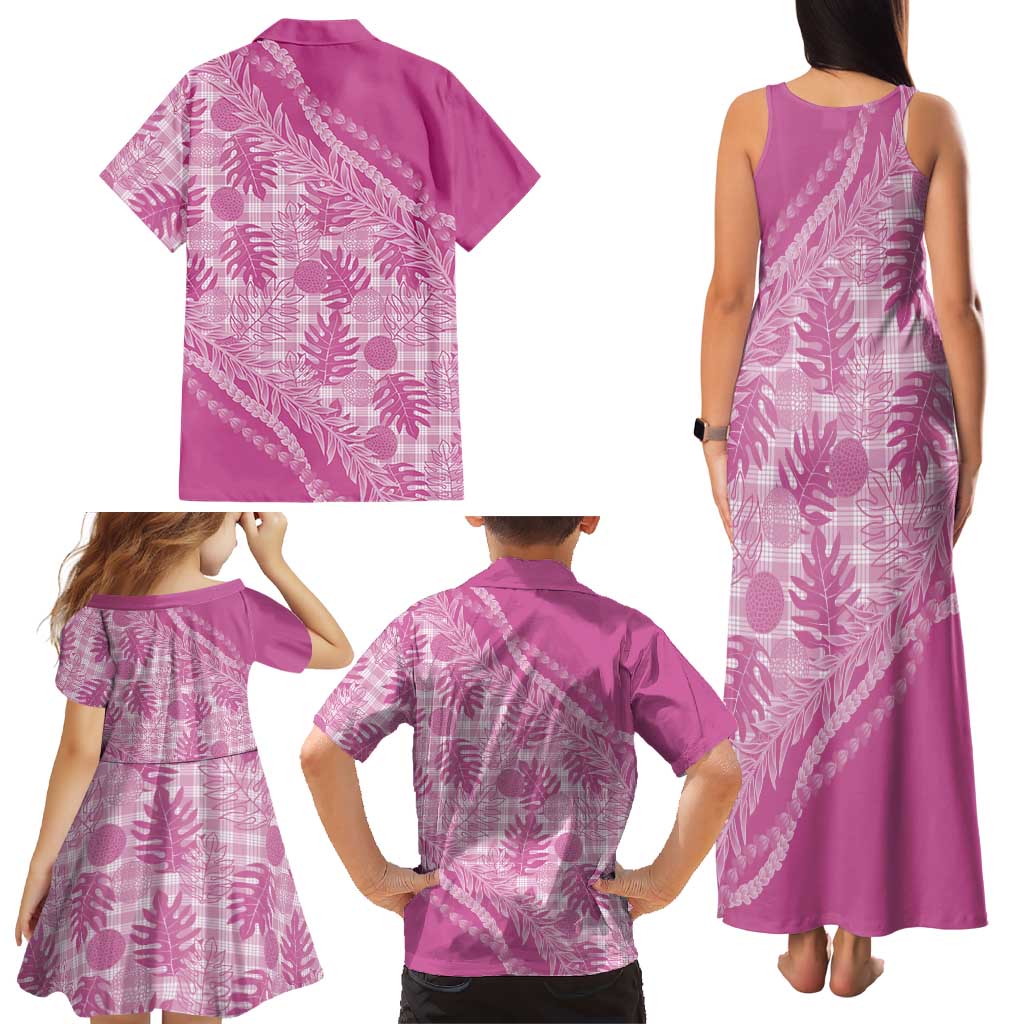Hawaii Breadfruit Palaka Family Matching Tank Maxi Dress and Hawaiian Shirt Omaomao Ulaula Maile Lei LT9 - Polynesian Pride