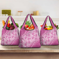 Hawaii Breadfruit Palaka Grocery Bag Omaomao Ulaula Maile Lei LT9 3-pack One Size Pink - Polynesian Pride