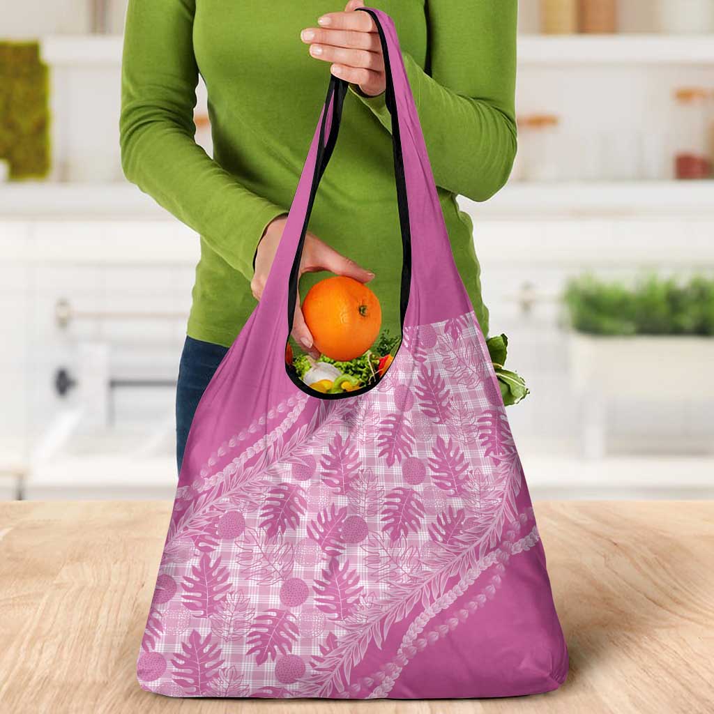 Hawaii Breadfruit Palaka Grocery Bag Omaomao Ulaula Maile Lei LT9 - Polynesian Pride
