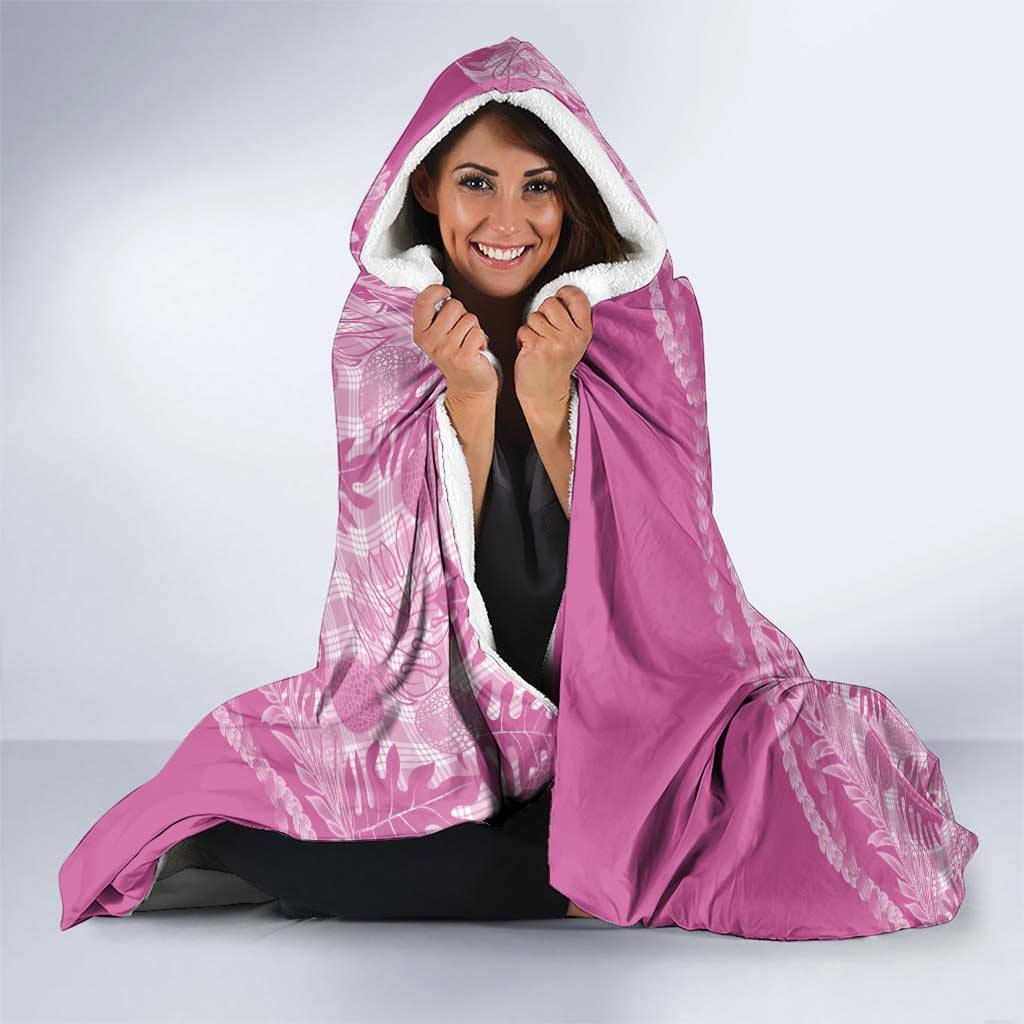 Hawaii Breadfruit Palaka Hooded Blanket Omaomao Ulaula Maile Lei - Polynesian Pride