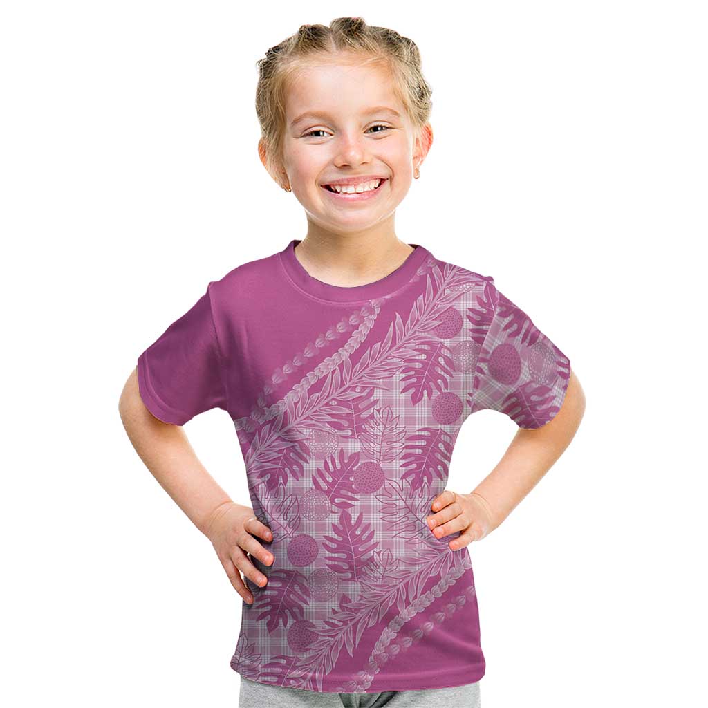 Hawaii Breadfruit Palaka Kid T Shirt Omaomao Ulaula Maile Lei - Polynesian Pride