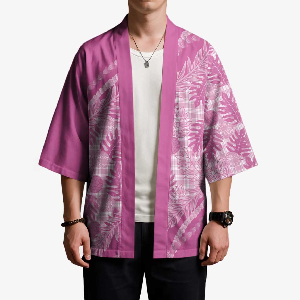 Hawaii Breadfruit Palaka Kimono Omaomao Ulaula Maile Lei - Polynesian Pride
