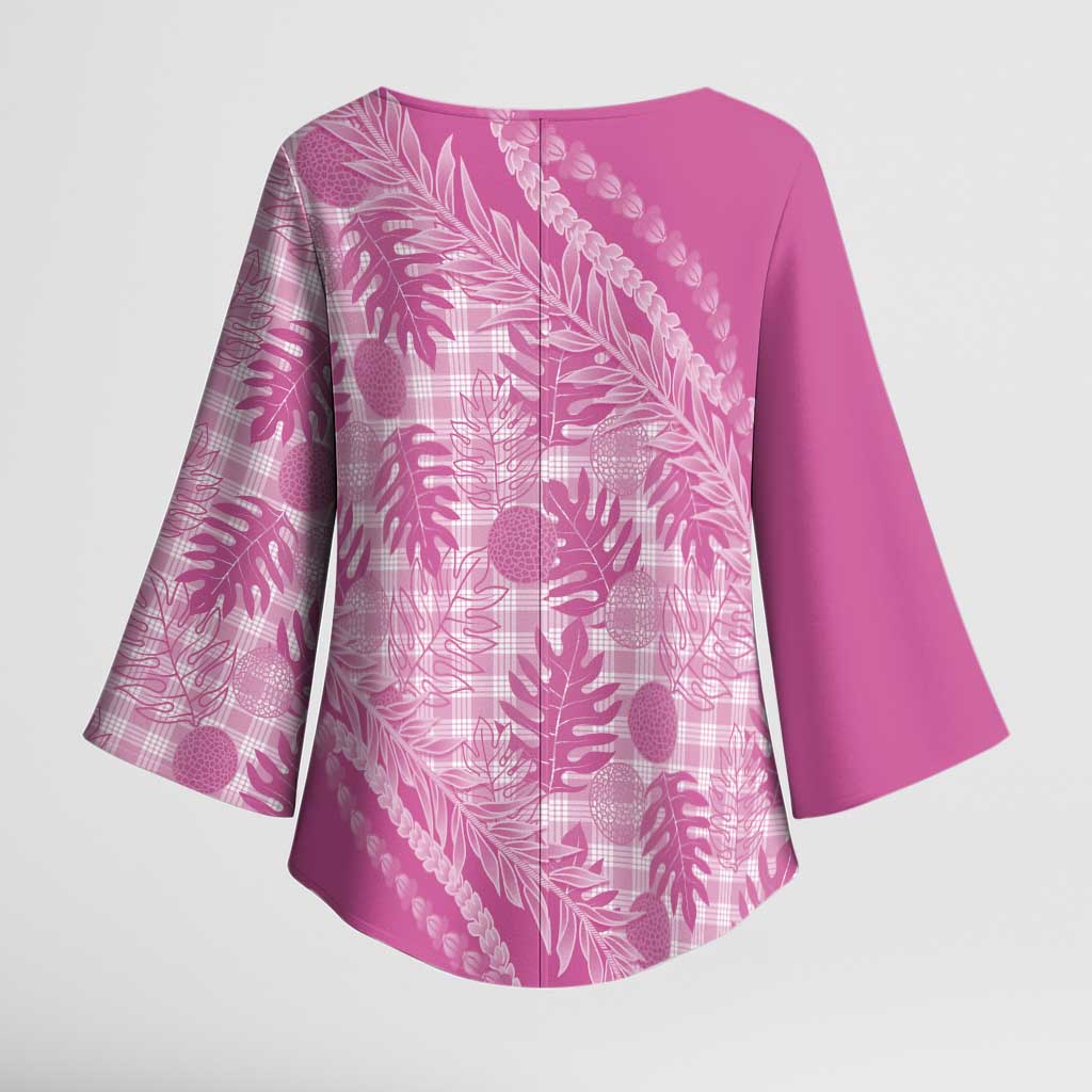 Hawaii Breadfruit Palaka Kimono Sleeve Blouse - Omaomao Ulaula Maile Lei LT9 - Polynesian Pride