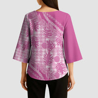 Hawaii Breadfruit Palaka Kimono Sleeve Blouse - Omaomao Ulaula Maile Lei LT9 - Polynesian Pride