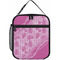 Hawaii Breadfruit Palaka Lunch Bag Omaomao Ulaula Maile Lei LT9 10.2 × 8.3 × 4.3 inch Pink - Polynesian Pride