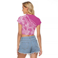Hawaii Breadfruit Palaka Raglan Cropped T Shirt Omaomao Ulaula Maile Lei - Polynesian Pride